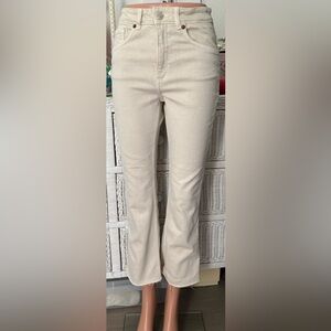 Zara Jeans Flare leg High Waisted Cotton Khaki in Tan Beige color Size 4